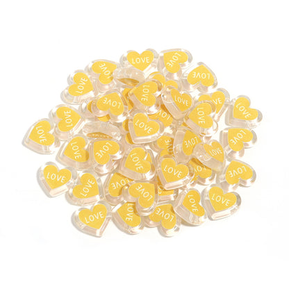 Heart Acrylic Beads 20mm White Transparent Love Horizontal Hole 20pcs 7