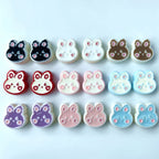 Hand-Painted Rabbit Acrylic Beads 22x24mm Glossy Pastel 100pcs 4