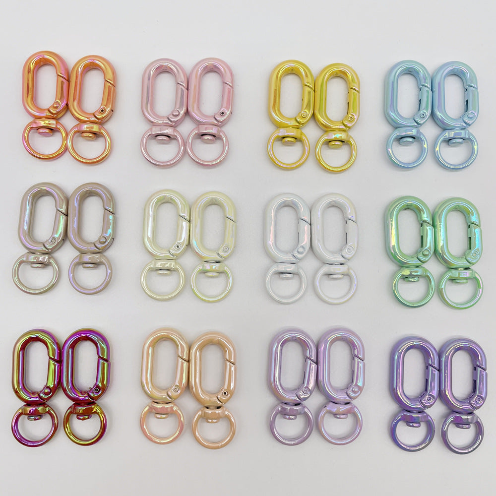 Colorful Zinc Alloy O Shaped Swivel Buckle Keychain Clasps 38mm 5pcs 3