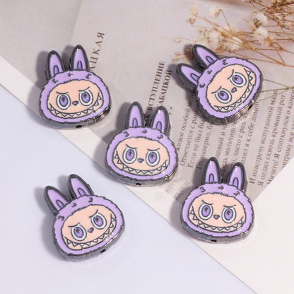 Labub Head Metal Beads 22mm Enamel Painted Alloy 10pcs 8