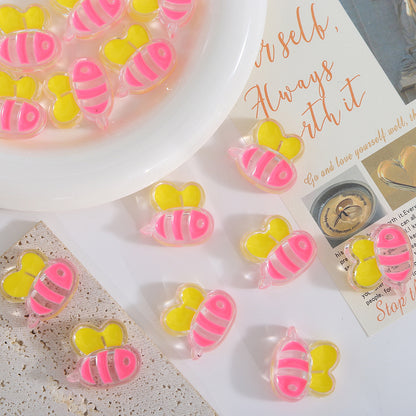 Hand Painted Bee Acrylic Beads 25mm Colorful Enamel 20pcs 9