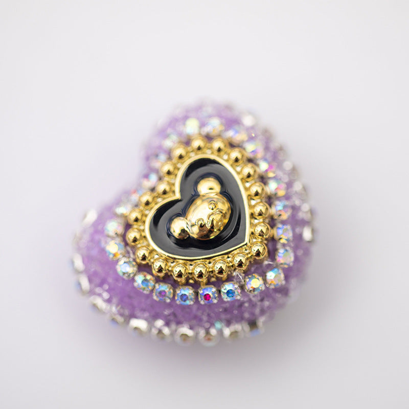 Heart Bear Rhinestone Acrylic Focal Beads 27.5x24.6mm 10pcs 16