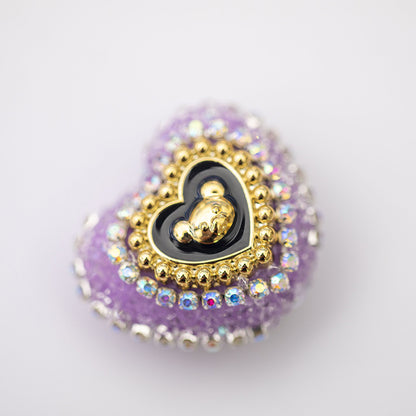 Heart Bear Rhinestone Acrylic Focal Beads 27.5x24.6mm 10pcs 16
