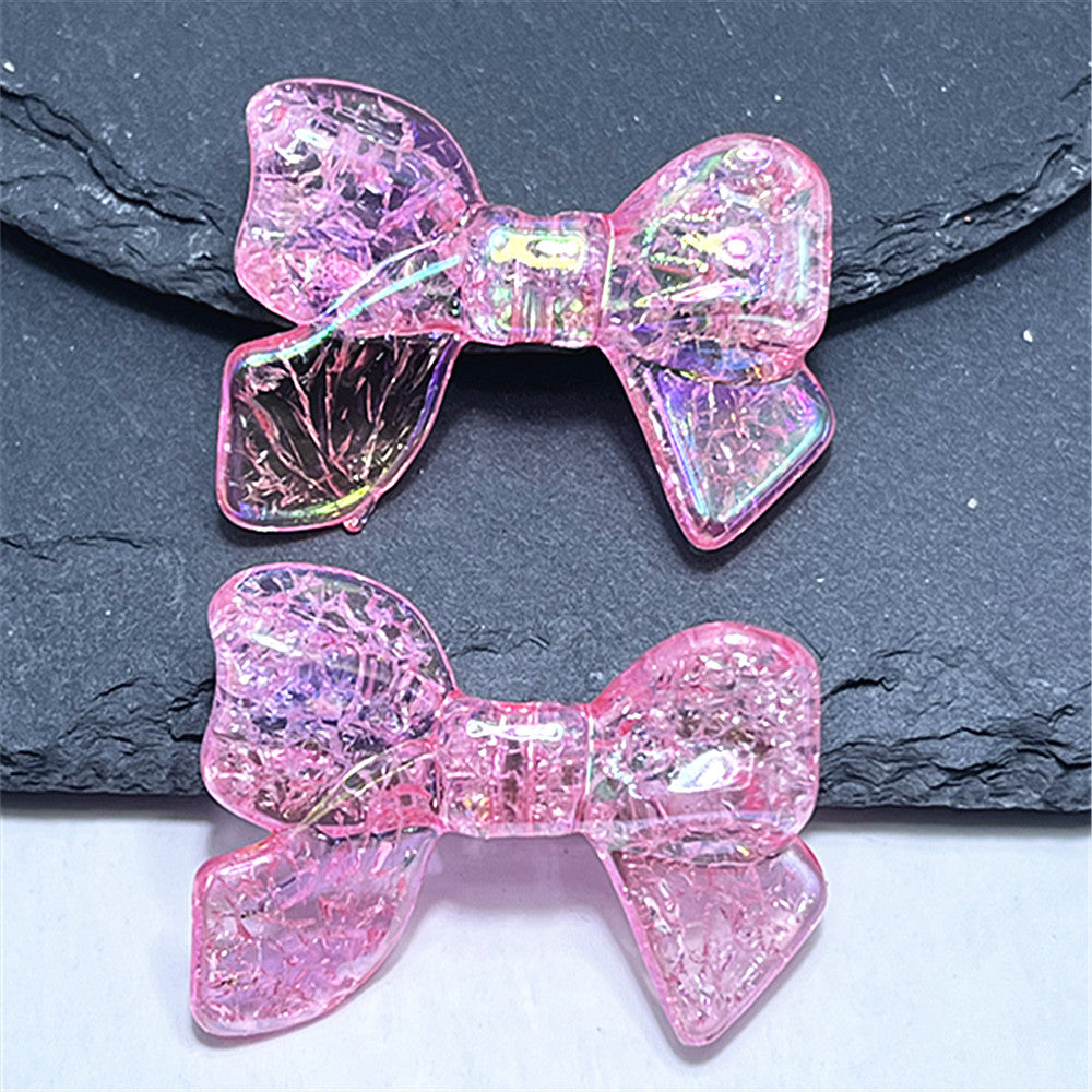 Plating Crackle Butterfly Bow Acrylic Beads 22x32mm Translucent Pastel 100pcs 9