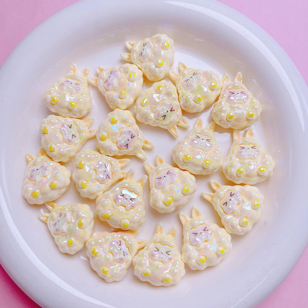 Kawaii Resin Beads 25mm Creamy Color UV Plating 5pcs 3