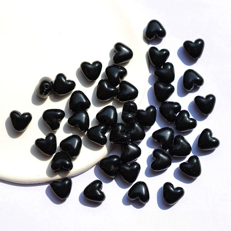 Glow Puffy Heart Acrylic Beads 11mm Colorful Glow in Dark 50pcs 10