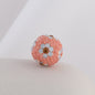 Rhinestone Round Clay Beads 16mm Tiny Daisy Pattern Multicolor 6pcs 13