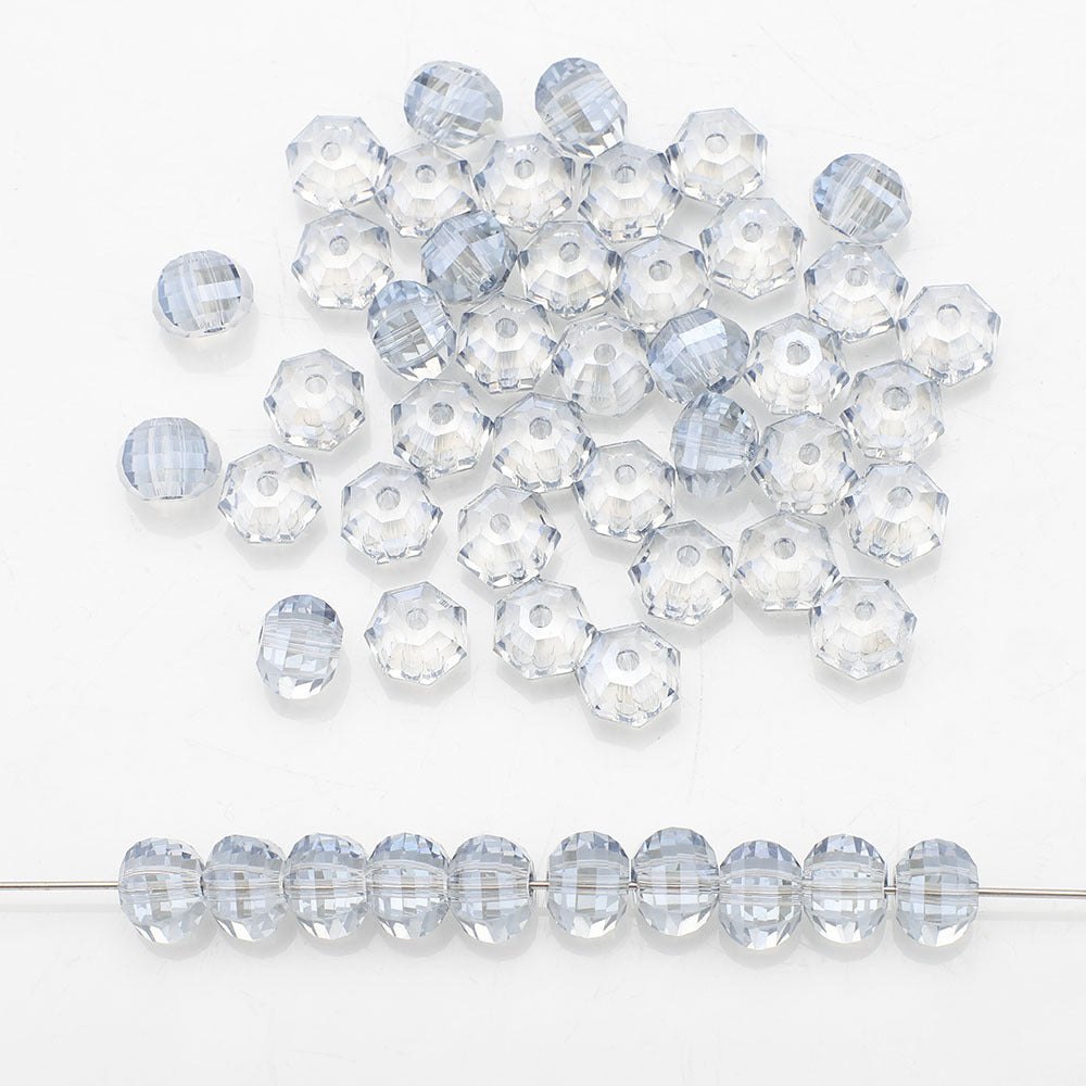 Glass Faceted Spacer Beads 8mm Plating Metallic Color 60pcs 25