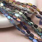 Electroplated Hexagon Glass Beads 10mm Transparent Iridescent 10pcs 4