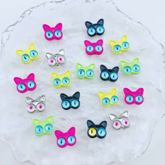 Cat Eye Monster Metal Beads 16mm Baking Painted 10pcs 2
