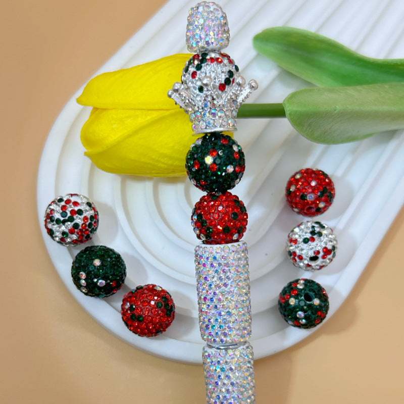 Rhinestone Bubblegum Beads 16-20mm Christmas Series Clay Sparkle 20pcs 2