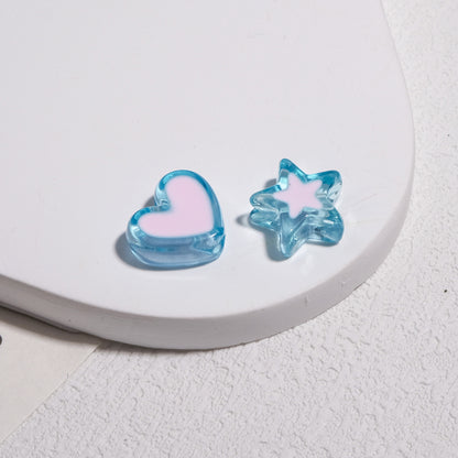 Double Sided Star & Heart Acrylic Beads 11mm Enamel Glossy 50pcs 9