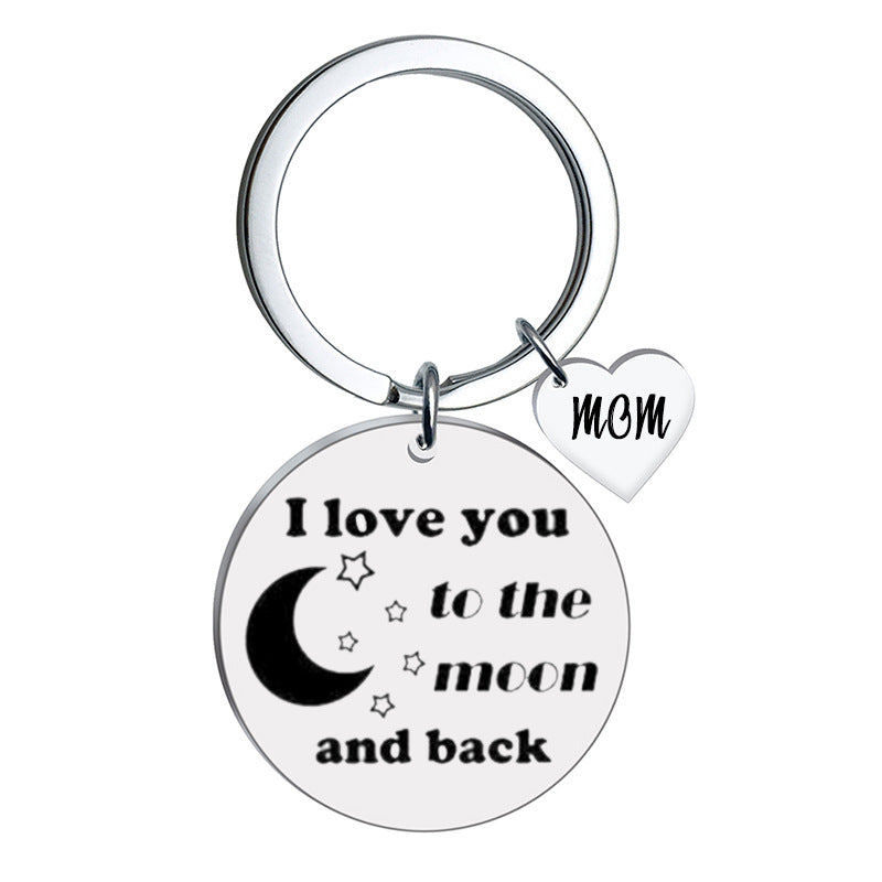 Stainless Steel Star Moon I Love You Inspirational Keychain 2