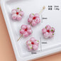 Lampwork Glass Beads Floral Pink Tone Translucent Faceted 4pcs 7