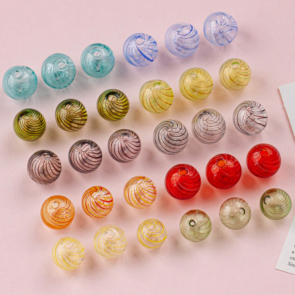 Swirl Pattern Blown Glass Beads 10-16mm Colorful Translucent 4pcs 2