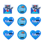 Silicone Focal Beads Fathers Day Blue Hearts and Letter Design 20pcs