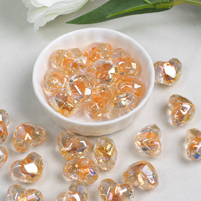 Floral Faceted Heart Acrylic Beads 20mm Resin 5pcs 9