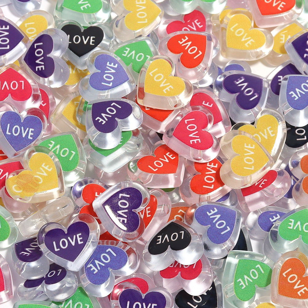 Heart Acrylic Beads 20mm White Transparent Love Horizontal Hole 20pcs 2