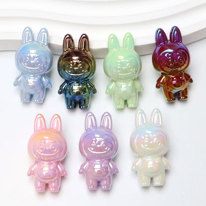 Plating 3D Labub Standing Pose Acrylic Beads 34mm Glossy Mixed 20pcs 13