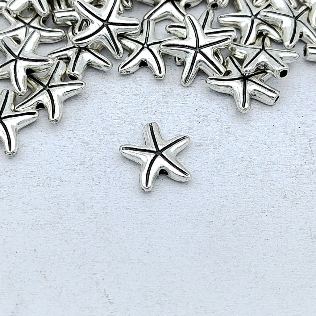 Starfish Metal Beads 15mm Antique Silver Tone 100pcs 3