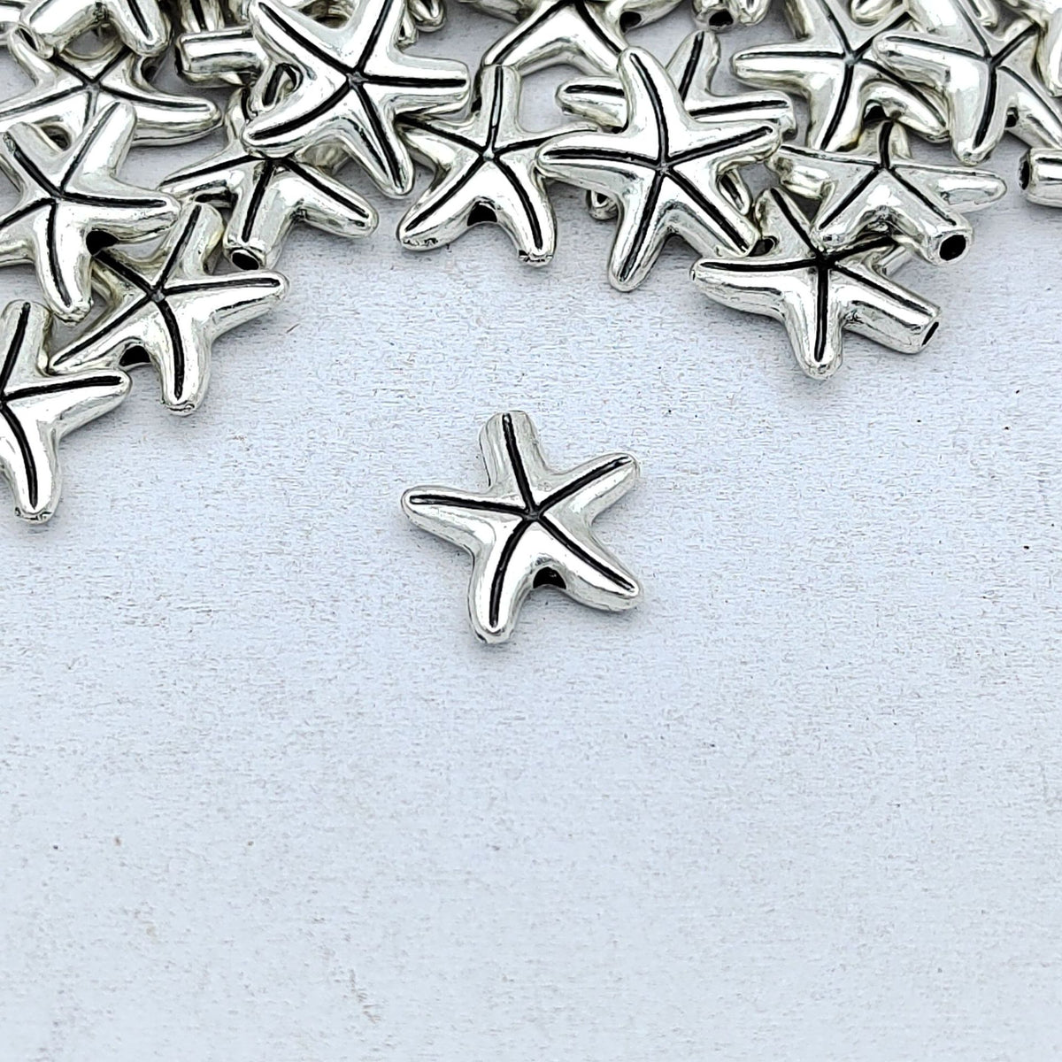 Starfish Metal Beads 15mm Antique Silver Tone 100pcs 3