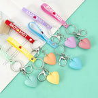 Resin Heart Keychain with Love Strap Pastel Colors
