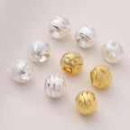 Brass Flower Engraved Metal Beads 10mm Matte Large Hole 50pcs