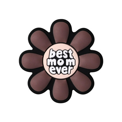 Silicone Focal Beads Mom Alphabet Cheerful Sunflower Black Background 20pcs 7