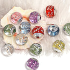 Transparent Colored Mirror Wheat Ear Printing Acrylic Round Beads 16mm 50pcs 4