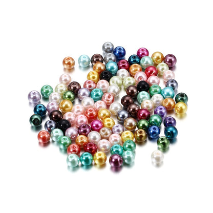 Pearl Glass Beads 8mm Imitation Smooth Glossy Mixed Colors 100pcs 44
