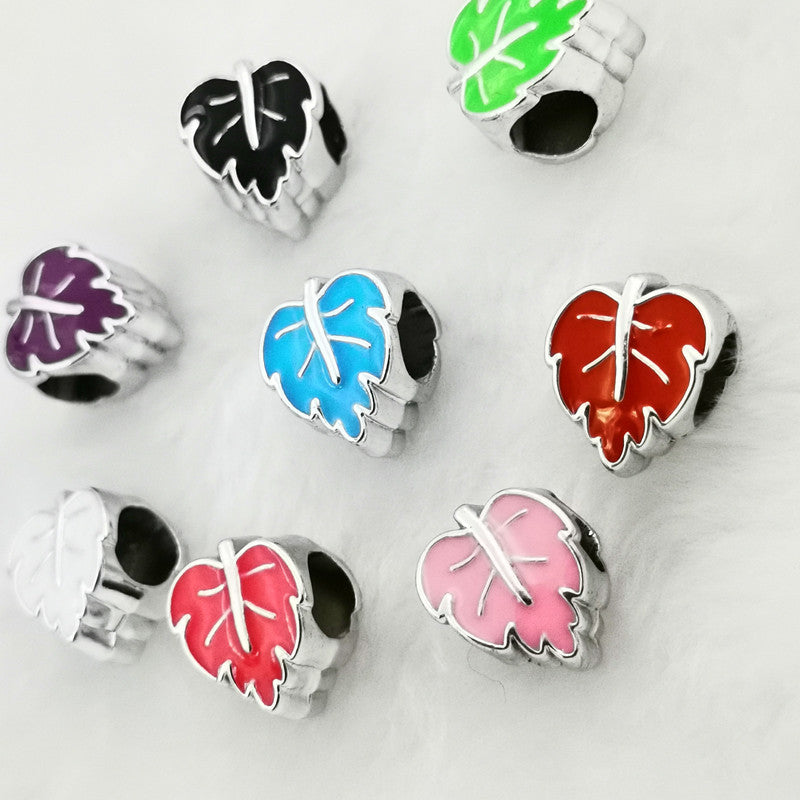 Leaf Enamel CCB Plastic Beads 12mm Colorful Mixed 50pcs 14