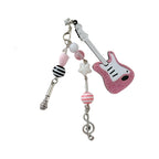 Pink Glitter Guitar Resin Phone Charm with Pastel Hearts and Mic 2pcs 4