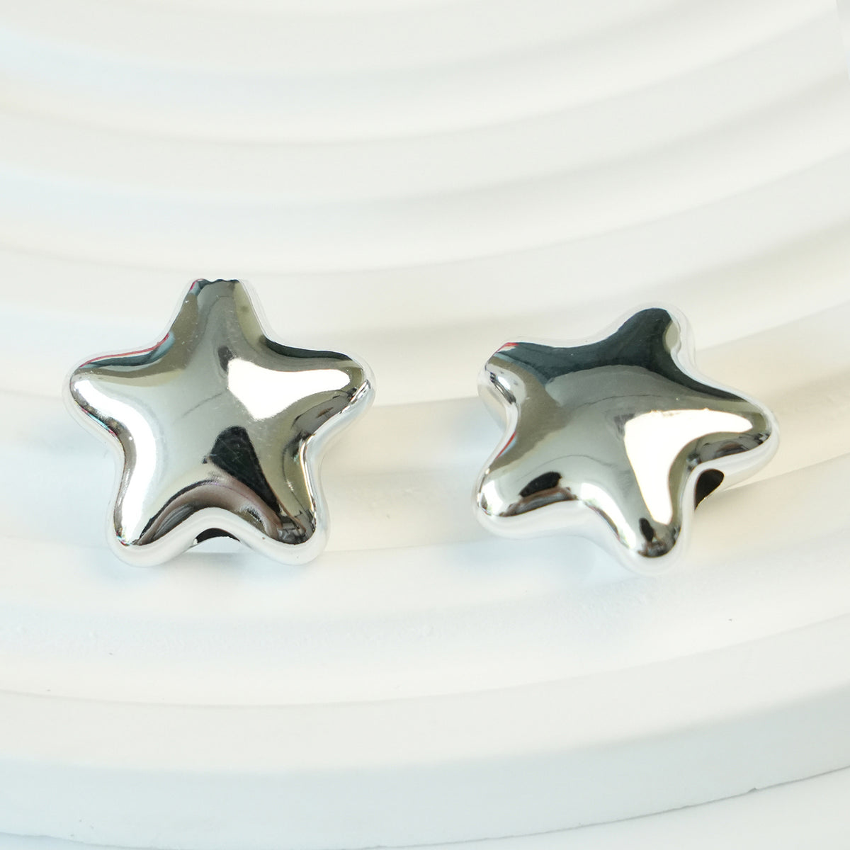 Pentagram Snowflake Acrylic Beads 14mm 21mm Metallic Plated 100pcs 6