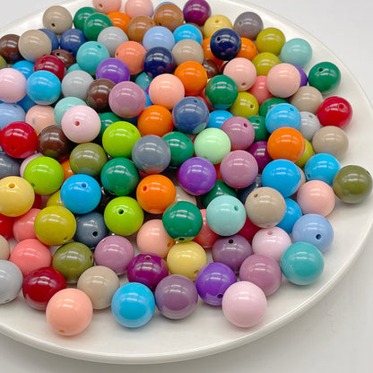 Opaque Bubblegum Beads 20mm Solid Color Glossy Mixed 113pcs 5