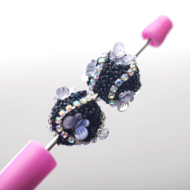 Embellished Bubblegum Beads 16mm Butterfly Embedded Rhinestone 10pcs 7