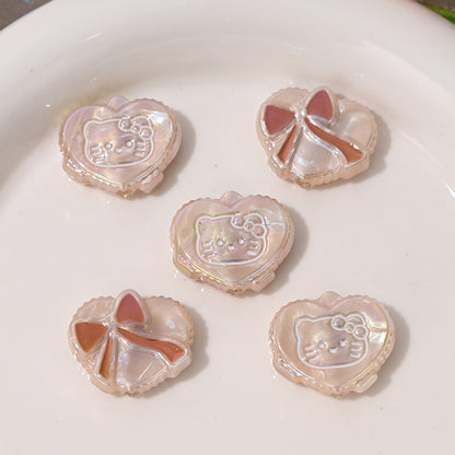 UV Plating Heart Acrylic Beads 20mm Cat Face Pastel Resin 10pcs 12