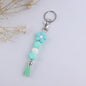Flower Silicone Bead Keychain Colorful Floral Tassel Charm 11