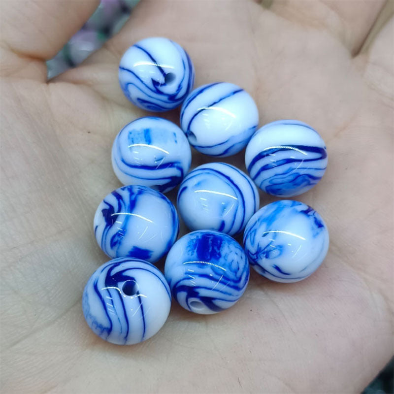 Gradient Resin Beads 16mm Round Dark Ocean Colors Glossy 20pcs 15