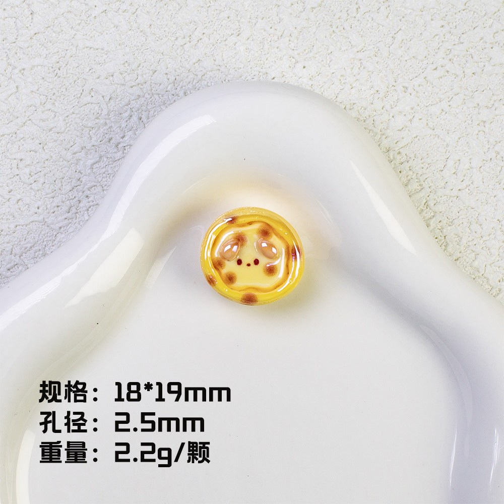 Plating Pochacco Egg Tart Resin Beads 19mm Glossy Pastel Colors 10pcs 10