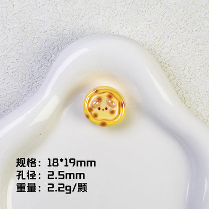Plating Pochacco Egg Tart Resin Beads 19mm Glossy Pastel Colors 10pcs 10