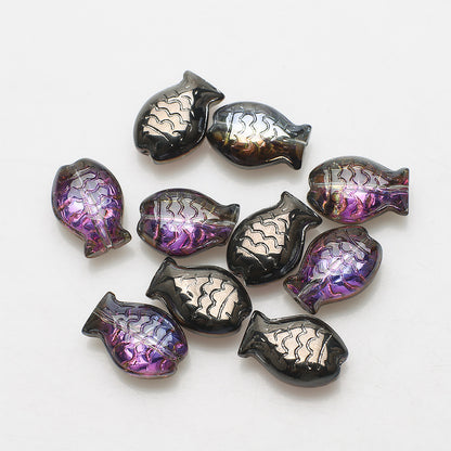 Electroplated Small Fish Glass Beads 10x14mm Translucent 30pcs 7