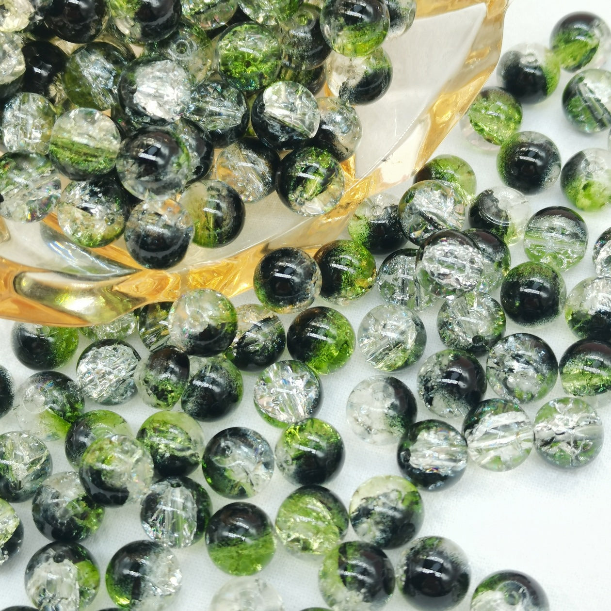 Crackle Glass Beads Round 10mm Transparent Mixed Colors 50pcs 56