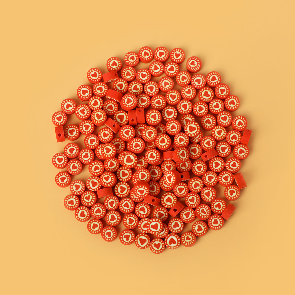 Flat Clay Beads 9mm Love Color Spot Polymer 100pcs 4