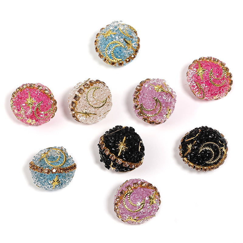Star Moon Rhinestone Bubblegum Beads 17mm Celestial Design 10pcs 5
