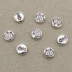 Flat Metal Beads 10mm Double Sided Kitten Fish Bone Engraving 40pcs 6