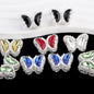 Butterfly Rhinestone Beads 28mm Colorful Silver Alloy 10pcs 21
