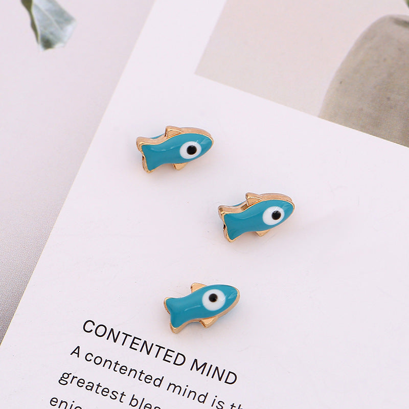 Creative Ocean Little Fish Metal Beads 10mm Colorful Enamel 100pcs 4