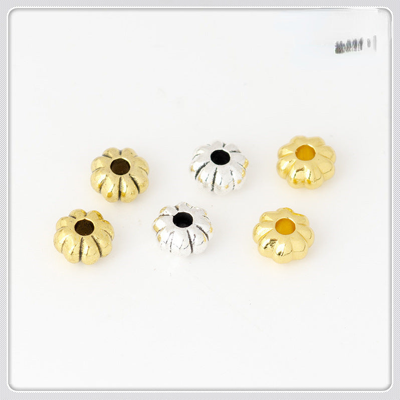 Alloy Flat Pumpkin Spacer Beads 5-7mm Striped Tibetan Style 100pcs 9
