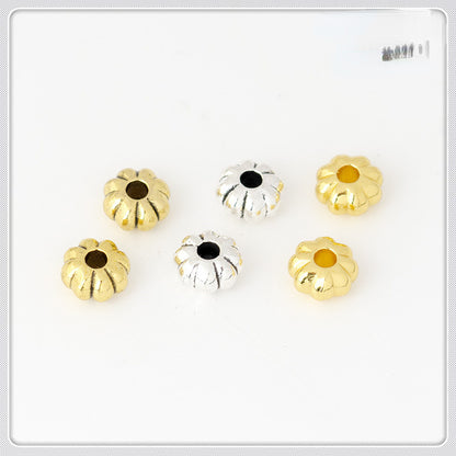 Alloy Flat Pumpkin Spacer Beads 5-7mm Striped Tibetan Style 100pcs 9