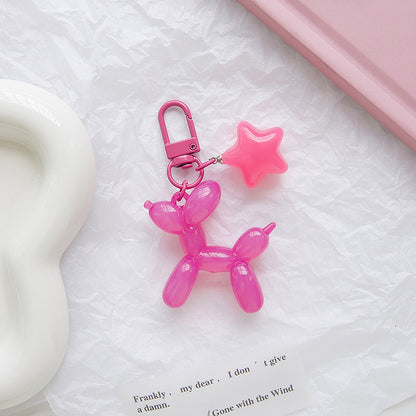 Acrylic Balloon Dog Keychain with Pentagram Star Charm Lilac 6